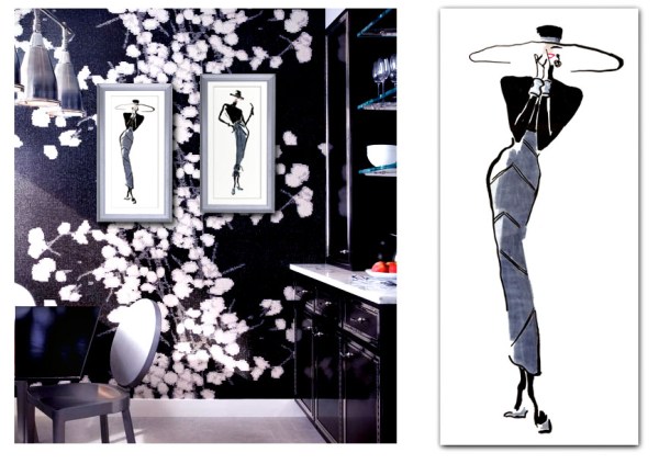 white poppies on black double