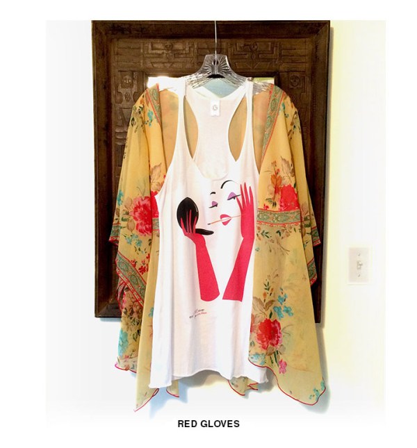 RED GLOVES-FLOWY TOP.LABELED